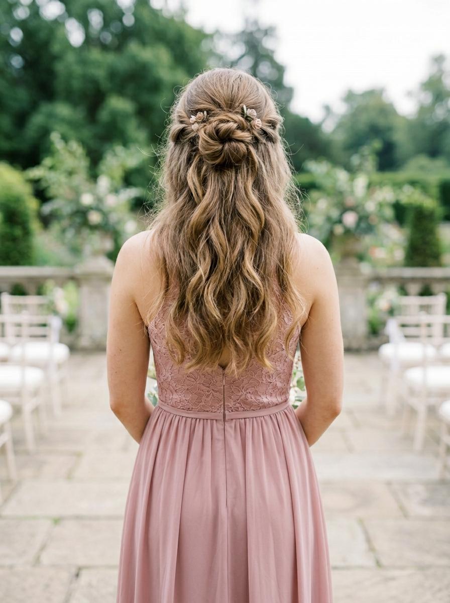 Half-up Bun mit Wellen - elegante Brautjungfernfrisur